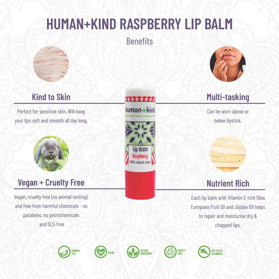Human+Kind Lip Balm Raspberry 4,8 g