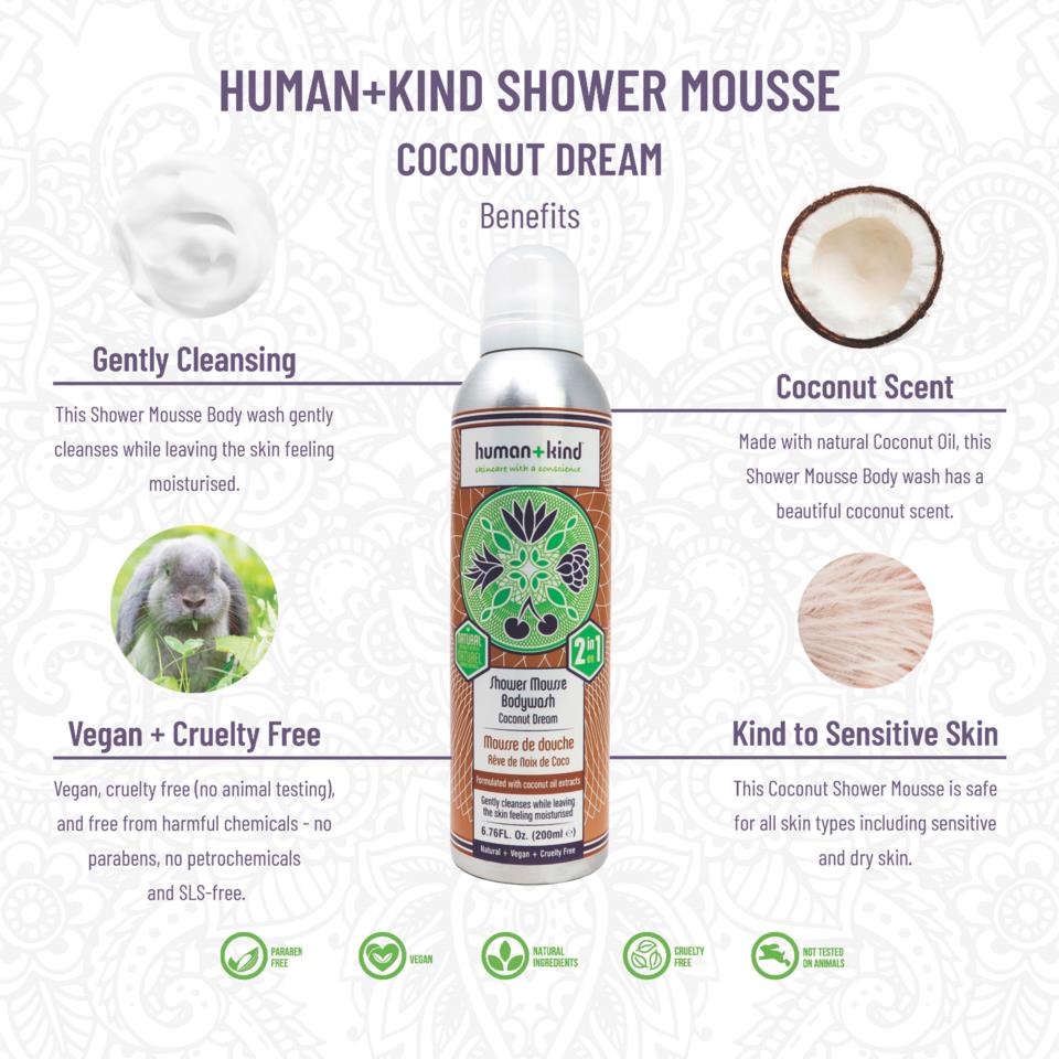 Human+Kind Shower Mousse Coconut Dream 200 ml