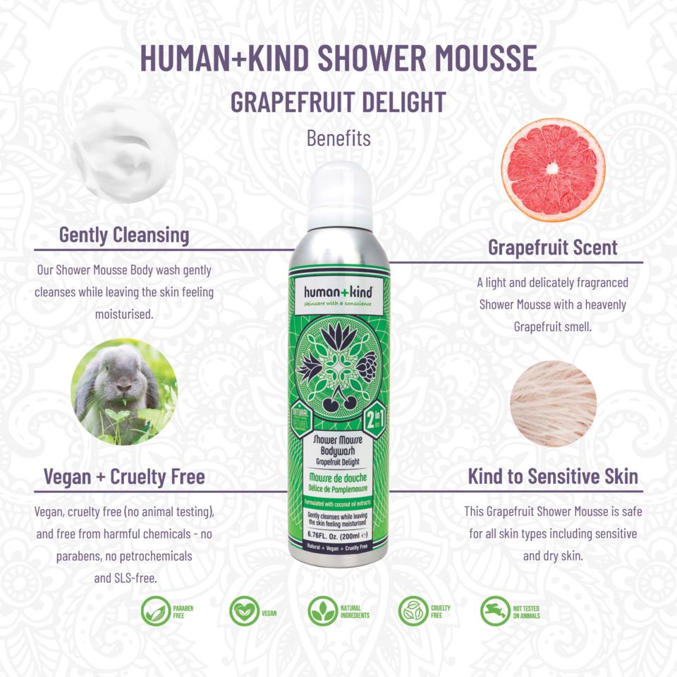 Human+Kind Shower Mousse Grapefruit Delight 200 ml