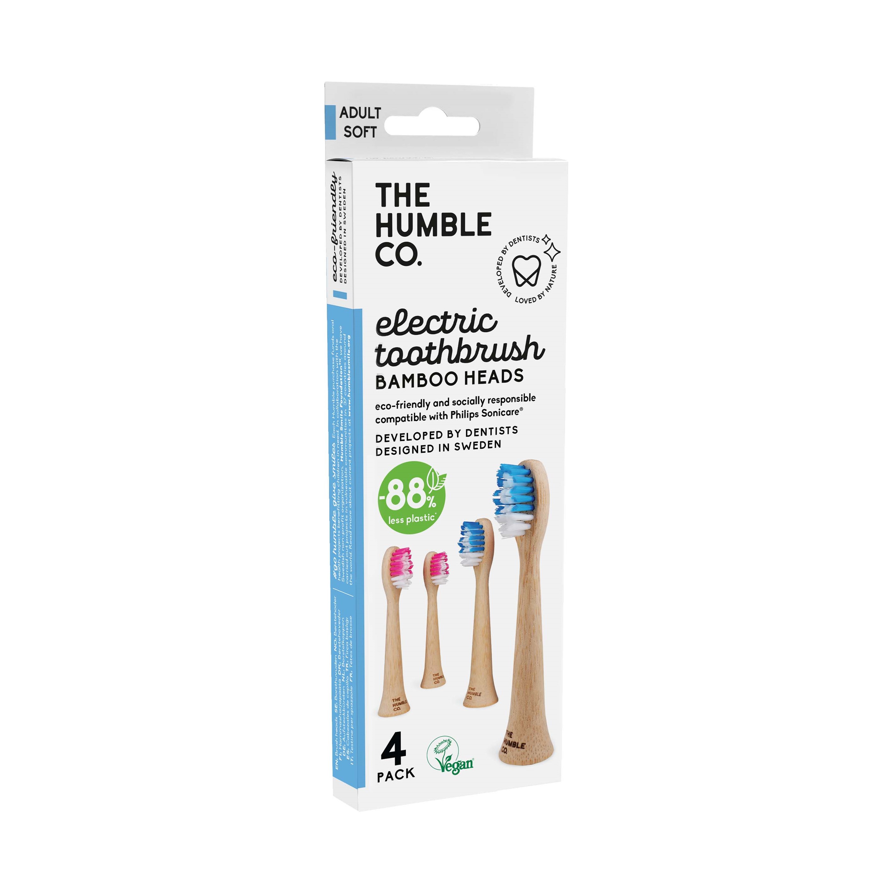 The Humble Co. Humble Electric Toothbrush Bamboo Heads Soft 4-pack