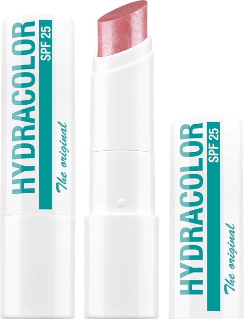 Huulirasva vaaleanpunaisella sävyllä valkoisessa tubissa, merkitty HydroColor SPF 25.
