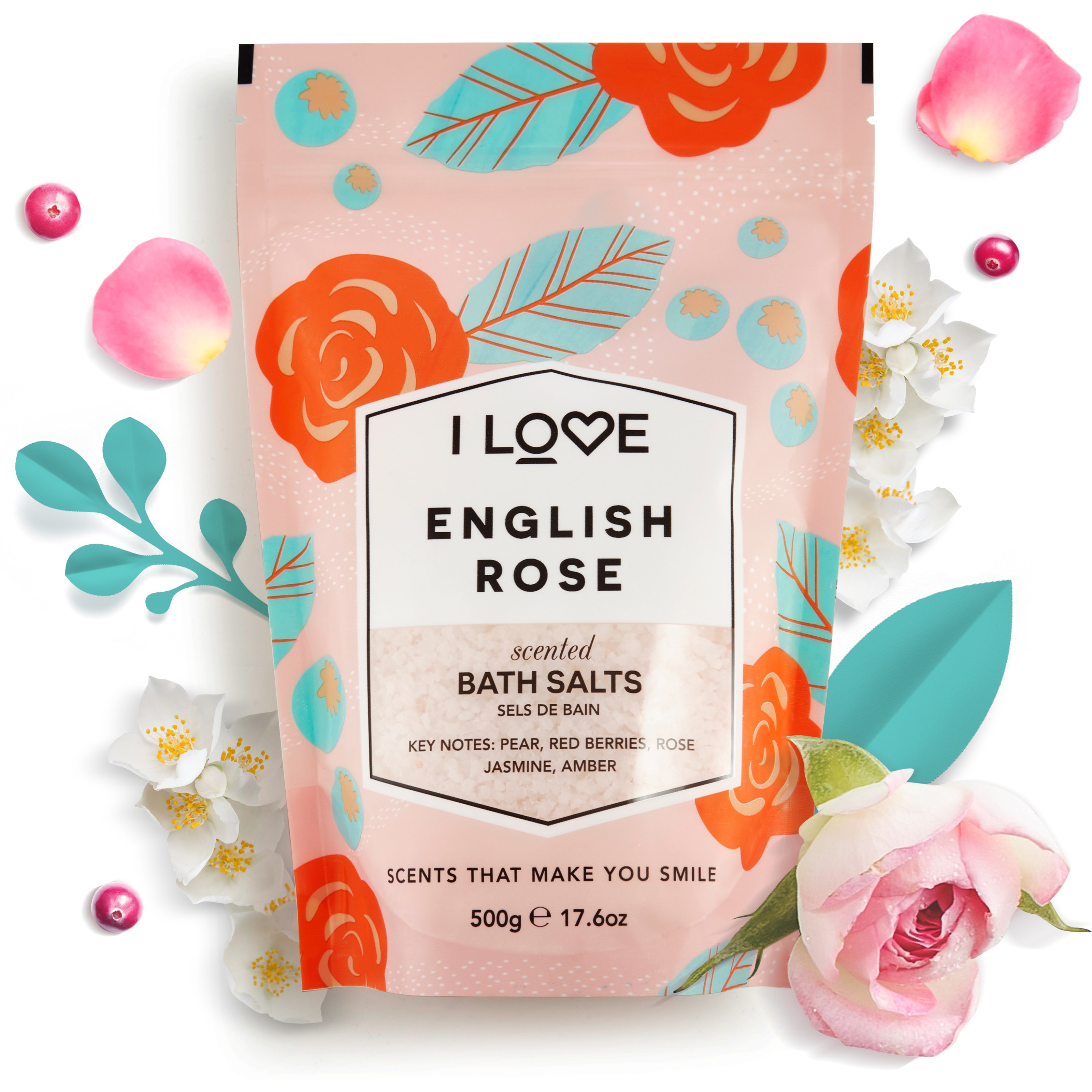 Alternativ bild 1 för I LOVE_Scented Bath Salts soothing and relaxing English Rose bath salt 500g