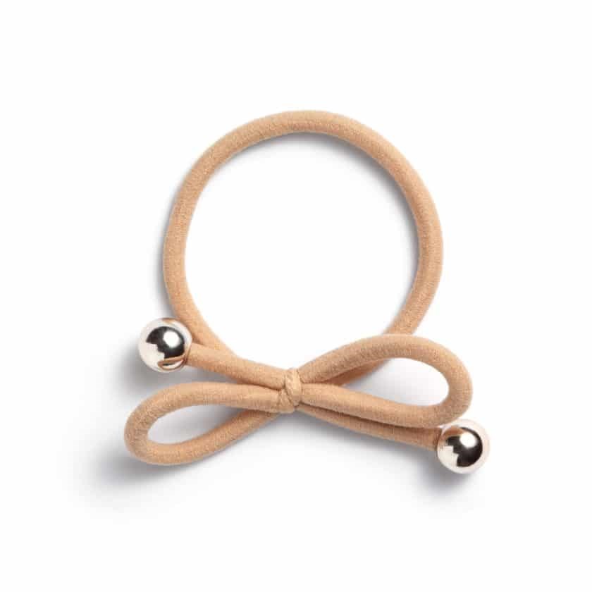 Ia Bon Hair Tie With Gold Bead Beige billede