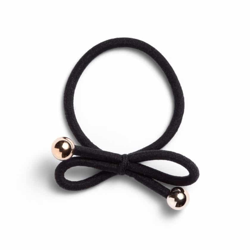 Ia Bon Hair Tie With Gold Bead Black billede