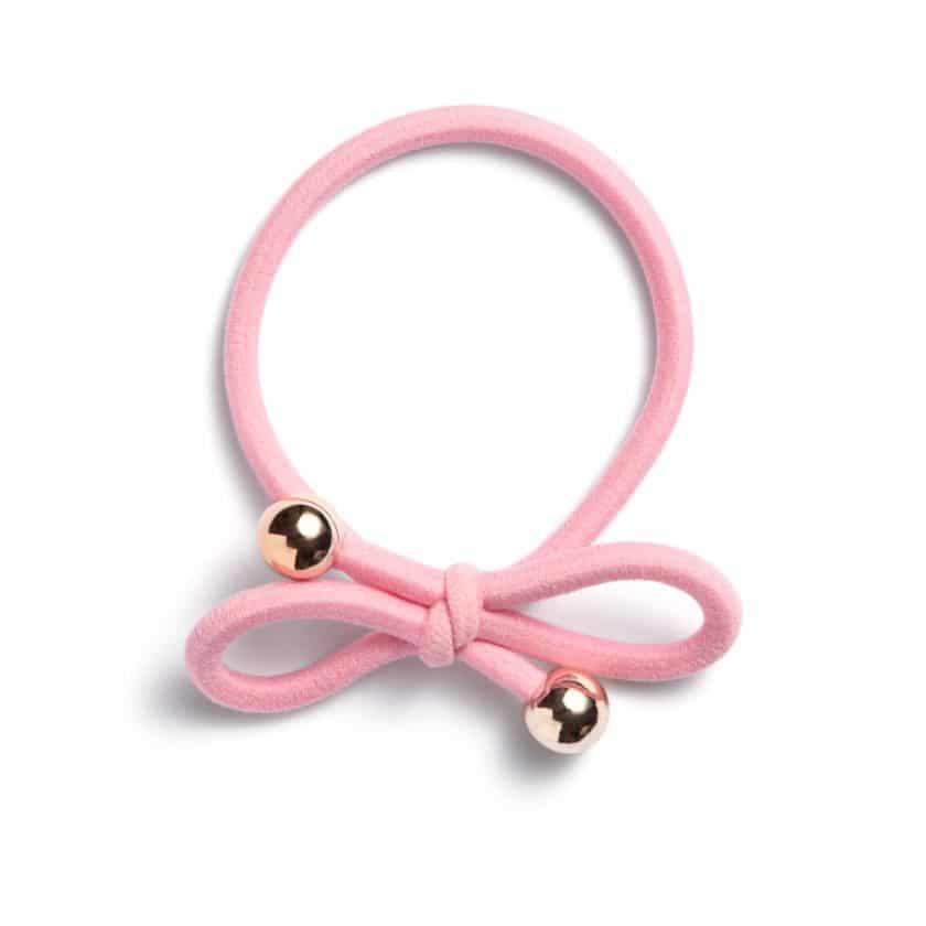 Ia Bon Hair Tie With Gold Bead - Light Pink