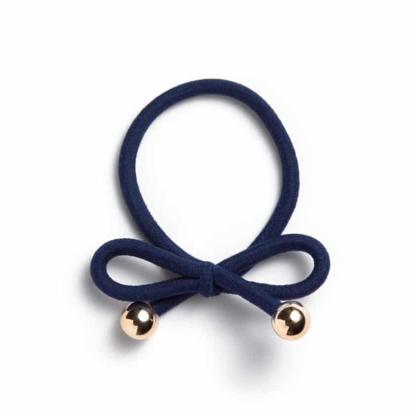 Ia Bon Hair Tie With Gold Bead Navy billede