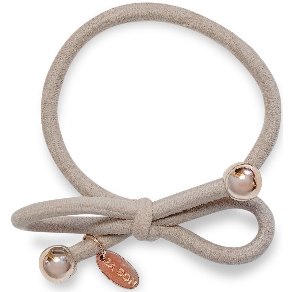 Ia Bon Hair Tie With Gold Bead Taupe billede