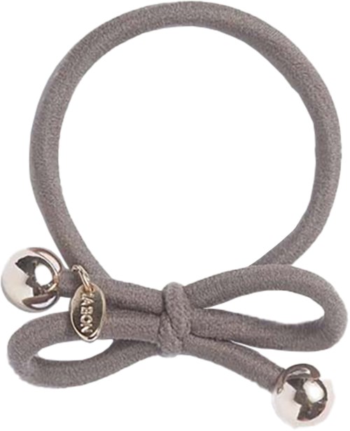 Ia Bon Hair Tie With Gold Bead Deep Taupe