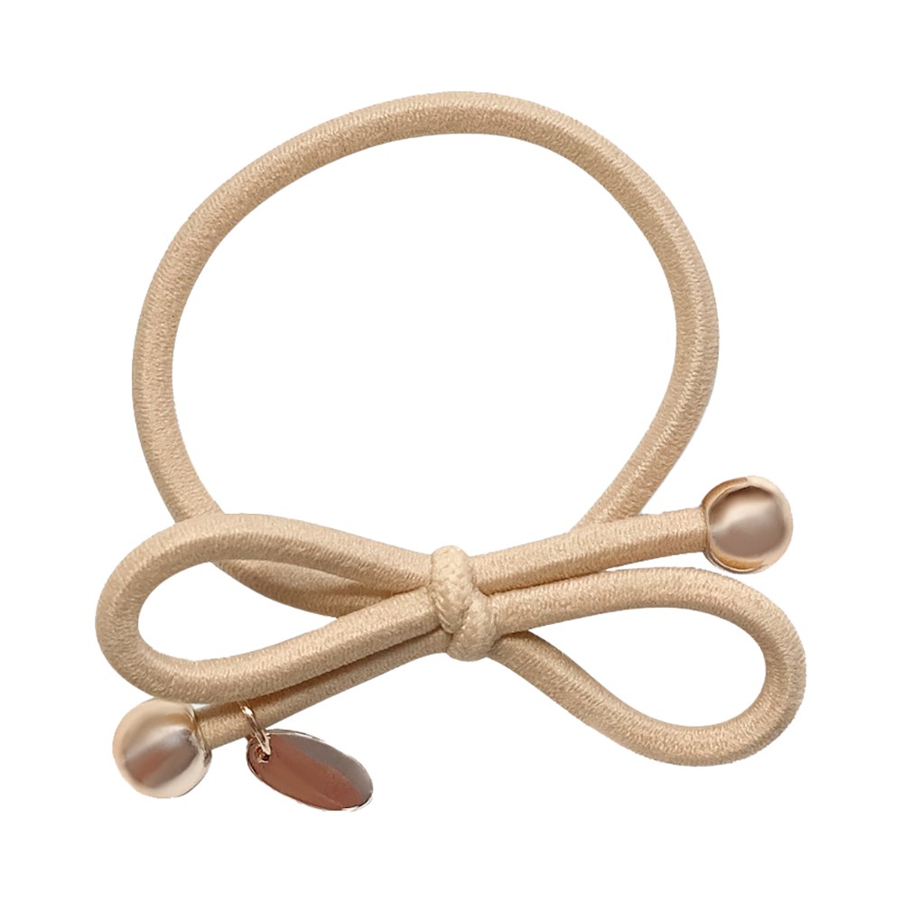 Ia Bon Ia Bon Hair Tie With Gold Bead Soft Cream