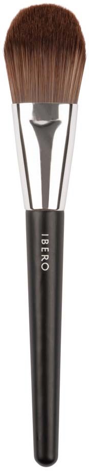 En makeup-børste med brune børster og sort håndtag, mærket 'BERO'.