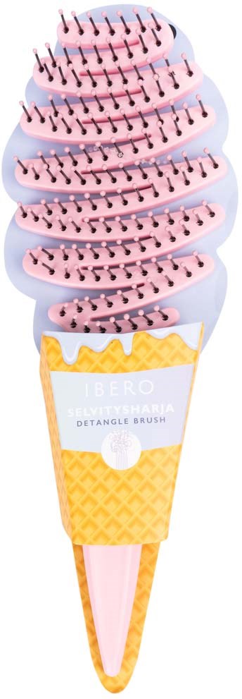 En rosa iskremkjeks med en kamformet ice cream oppå.