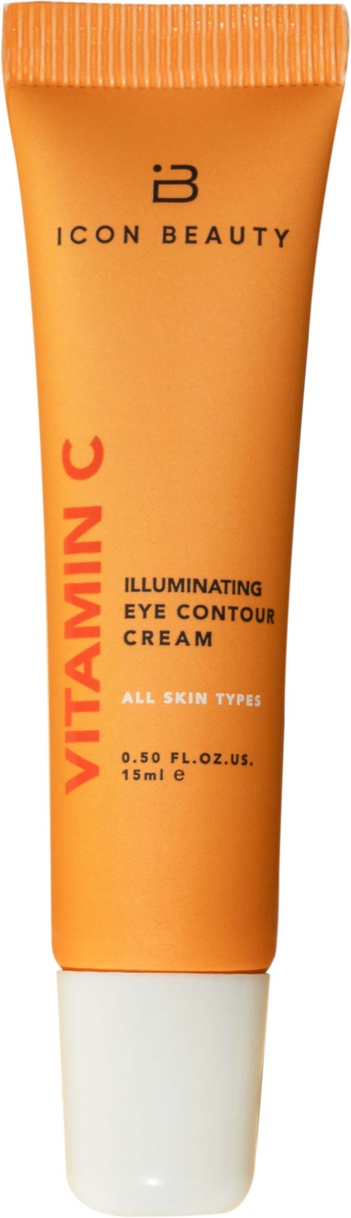 Icon Beauty Vitamin C øyekrem i oransje tube, egnet for alle hudtyper.