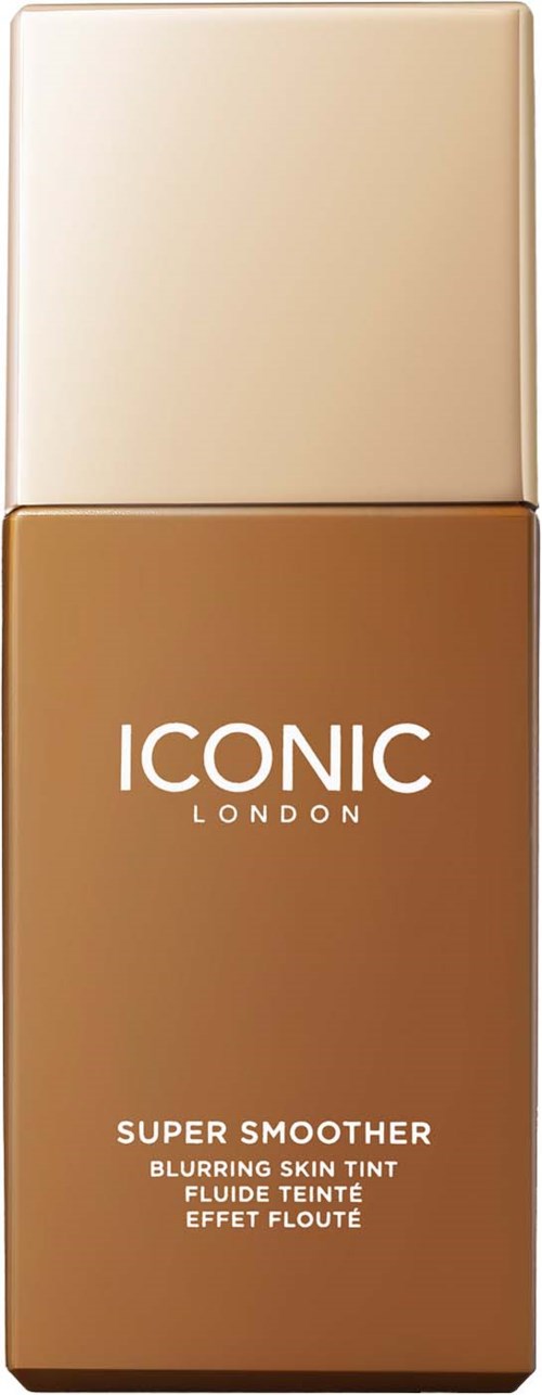Małe opakowanie z beżową nakrętką i brązowym spodem. Na spodzie jest biały tekst z 'ICONIC LONDON' i szczegółami produktu.