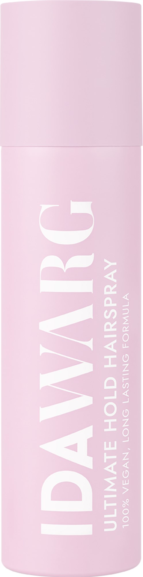 Ljusrosa sprayflaska märkt "IDAWARG" för hårspray, innehåller 10 oz och är parfymfri.