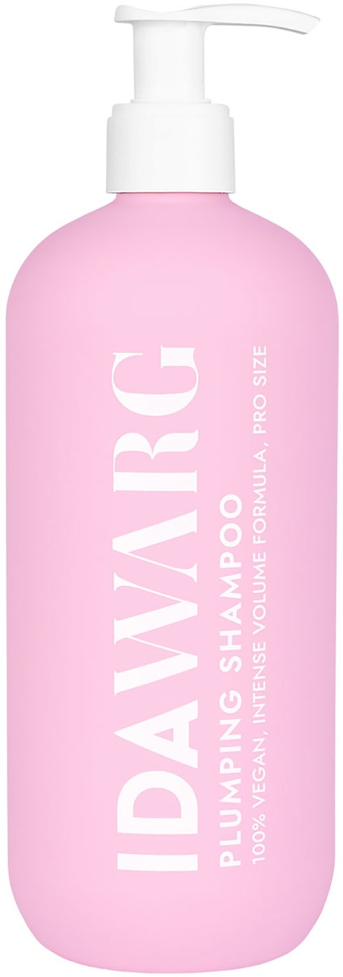 Pink bottle with a pump labeled 'IDAVIRAL'. It is a foaming shampoo for volume and vegan.