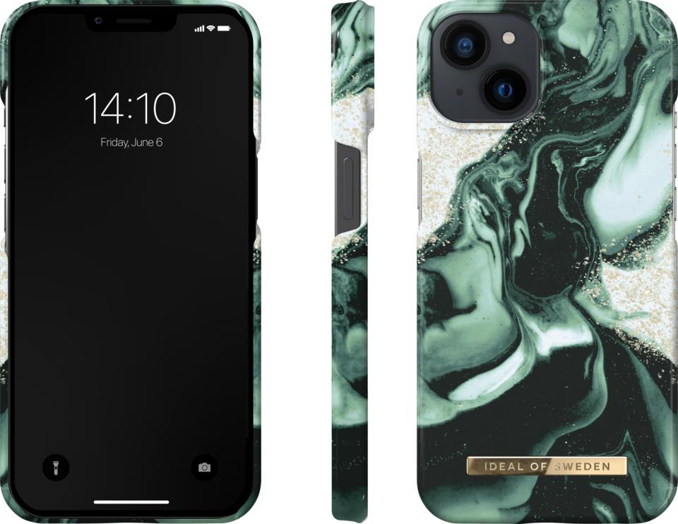 IDEAL OF SWEDEN Fashion Case iPhone 13 Golden Olive Marble