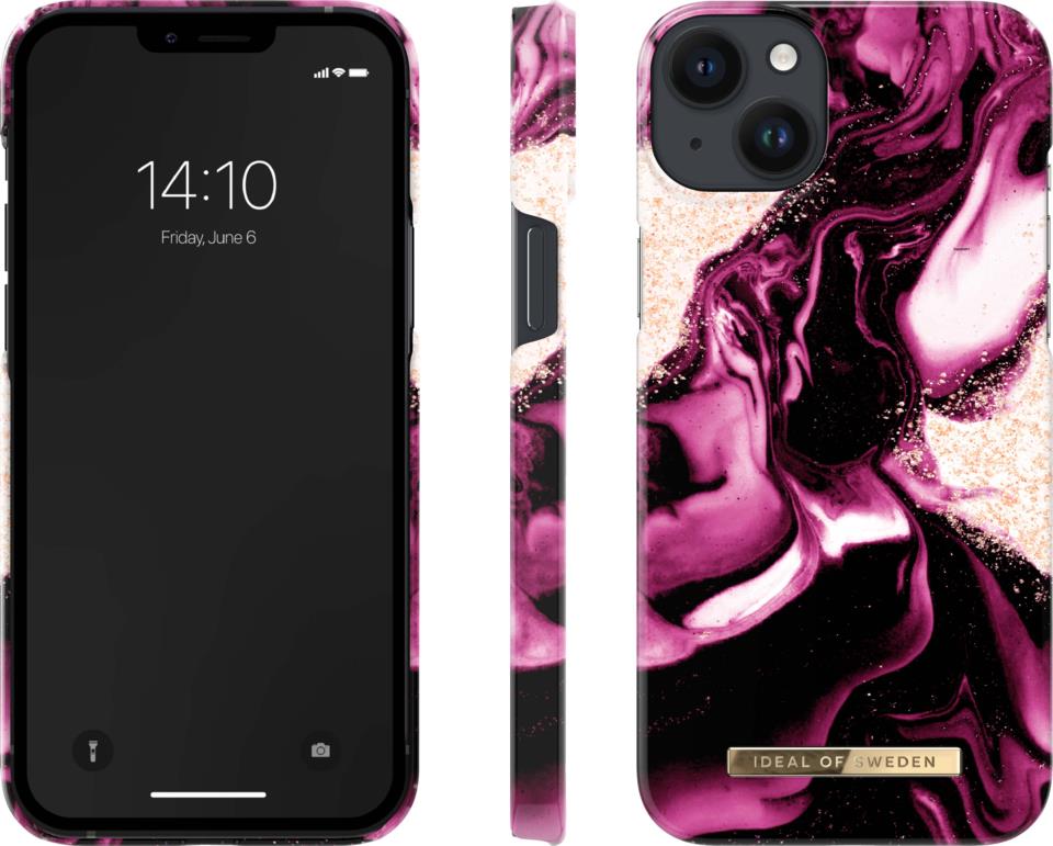 IDEAL OF SWEDEN Fashion Case iPhone 14 Plus Golden Ruby Marble