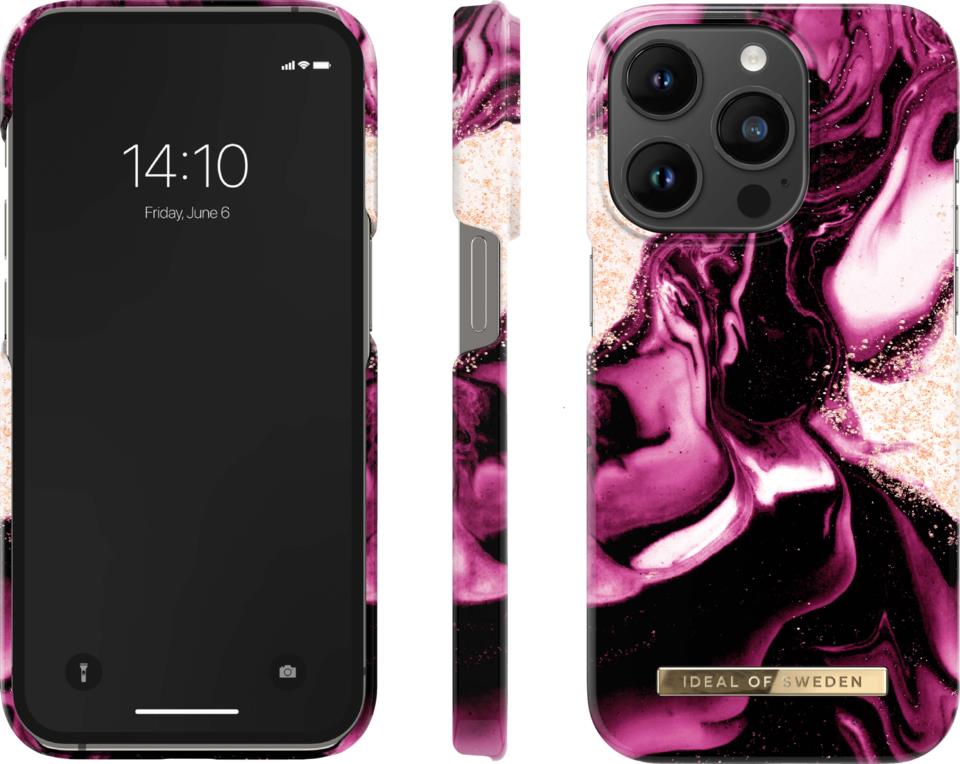 IDEAL OF SWEDEN Fashion Case iPhone 14 Pro Golden Ruby Marble