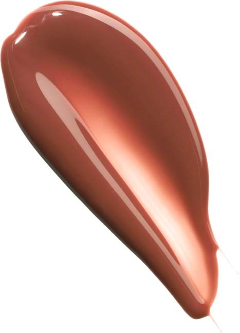 En smet av rödbrun flytande makeup på en vit bakgrund.