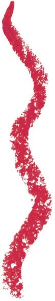 Pystysuora punainen viiva, jolla on karkeat, teksturoidut reunat, kulkee mustavalkoisen taustan läpi.