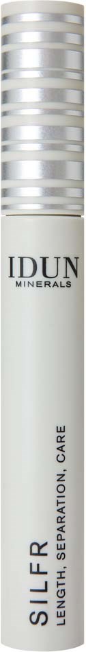 Biały cylindryczny tubka z srebrną nakrętką, oznaczona IDUN Minerals Silfer do pielęgnacji włosów.