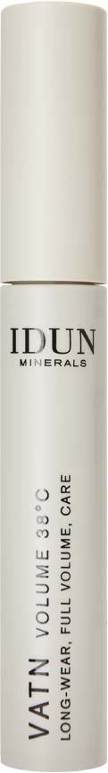 En hvid tube med sort tekst, mærket som hårplejeprodukt fra IDUN Minerals, til langt, fyldigt hår.