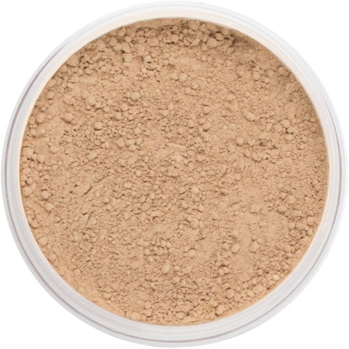 Los poeder in een ronde container, waarschijnlijk voor make-up of finishing.