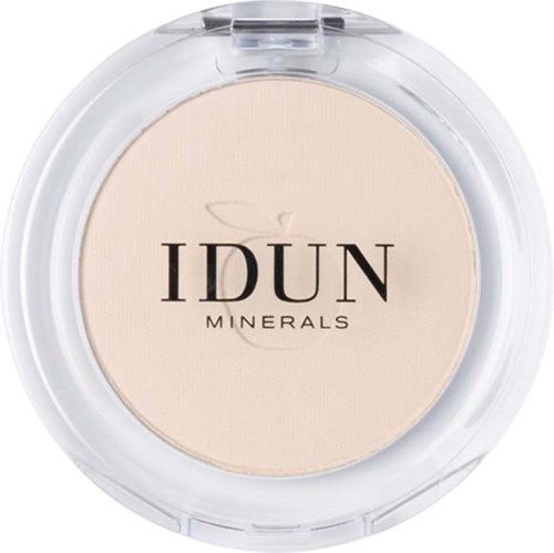 Kompaktowy produkt do makijażu z nazwą marki IDUN MINERALS, zawierający jasny puder.