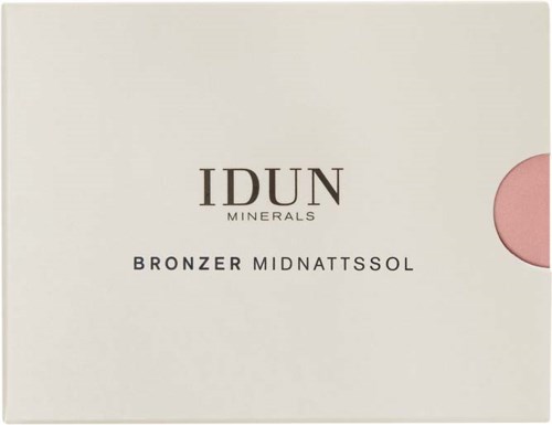 IDUN minerals-logotyp med en rosa cirkulär form på höger sida.