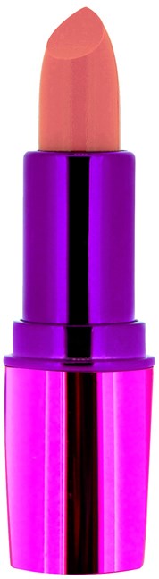 Ett läppstift i ett glänsande skal som är lila och rosa med ett persikofärgat tips.