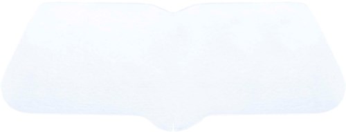 En hvit, rektangulær maske med hull for øynene og en midtre åpning for nesen.