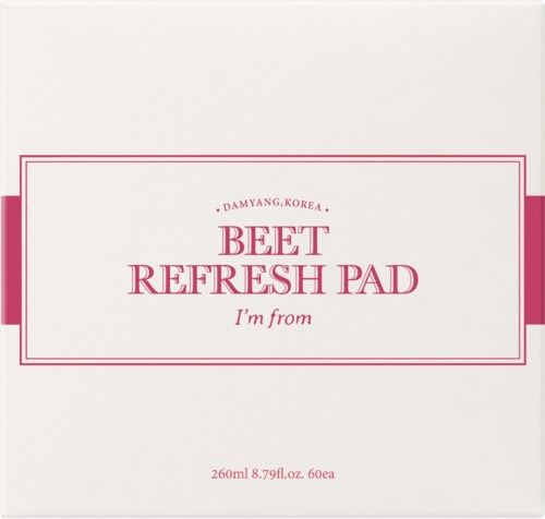 A box labeled 'Beet Refresh Pad' from Korea, containing 60 pads of 260ml each.