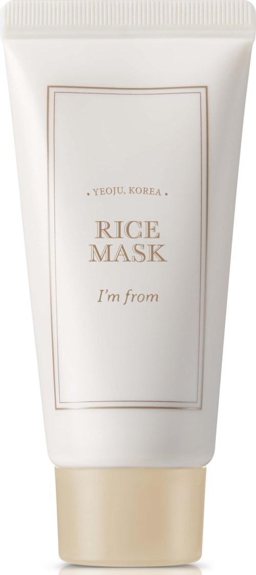 Witte tube gemerkt 'Rice Mask' met beige dop, uit Korea, voor huidverzorging of gezichtsmasker.