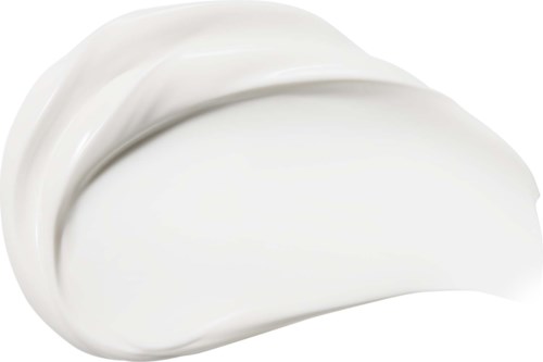 Biała krem lub lotion rozprowadzona na czarnym tle, miękka i gładka tekstura.