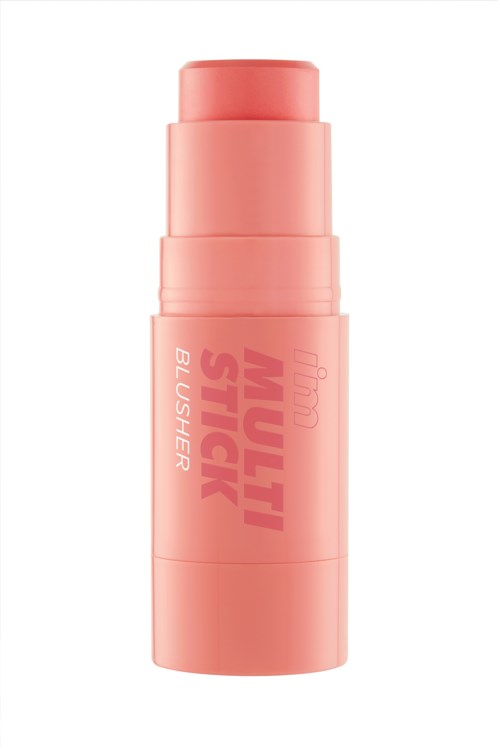 Pink cylindrical stick labeled "Multi Stick Blusher". It appears like a makeup product. The packaging is simple and pastel-colored.