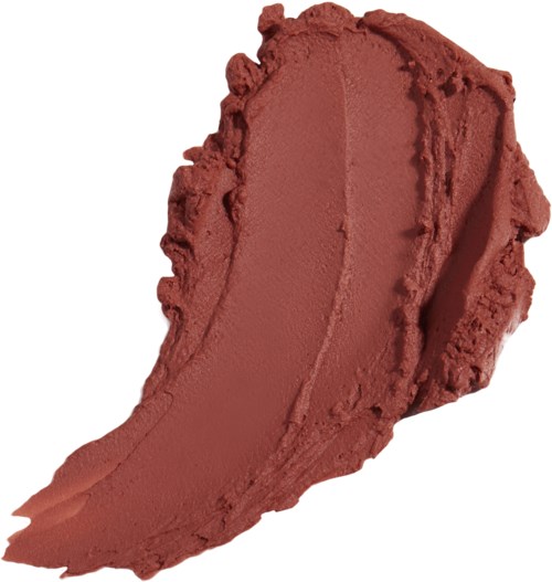 Ett streck av rosa-brun makeup eller lera med ojämna kanter och slätad mitten.