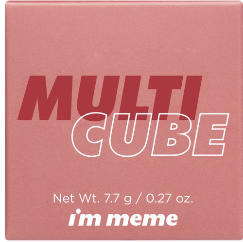 A pink box with text saying 'MULTI CUBE' and weight. It has phrases 'im meme' at the bottom.