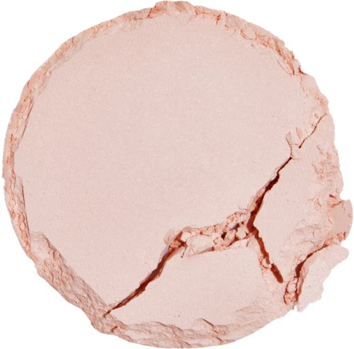 Ein zerbrochener rosa runder Puder, wie Make-up oder Kreide, mit Rissen und fehlendem Stück.