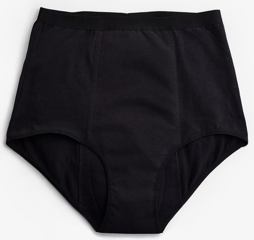 Ett par svarta högtidsunderkläder med sömmar och enkel design.