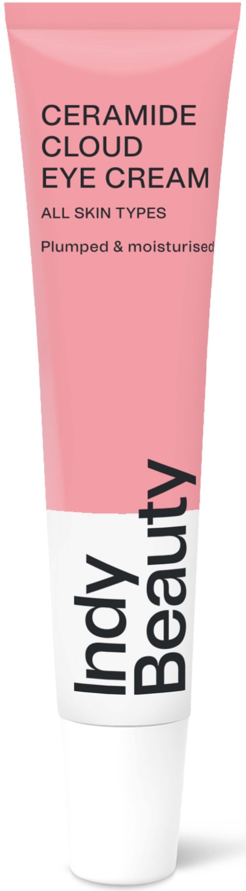 Różowa tubka kremu pod oczy Indy Beauty, dla każdego typu skóry. Nawilża i wypełnia.