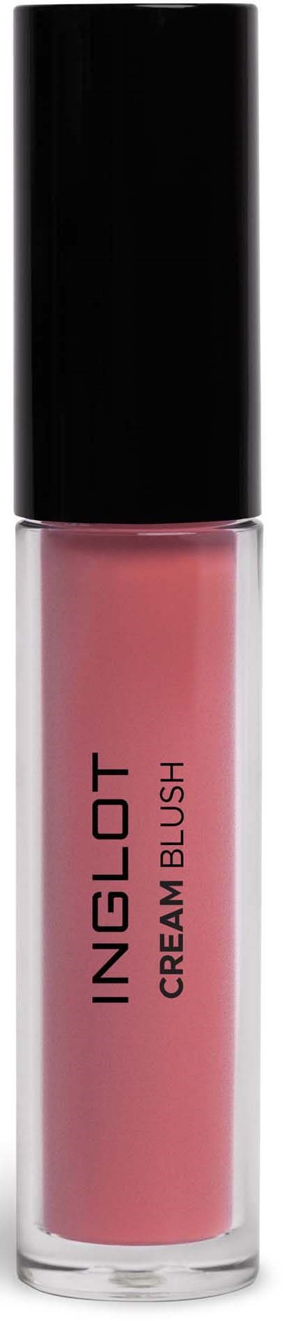 Pink lip gloss in a clear tube with a black cap, labeled 'Inglot Cream Blush'.