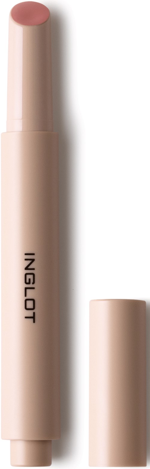 En beige Inglot-makeupstift med avlägsnat lock, visar makeupens spets.