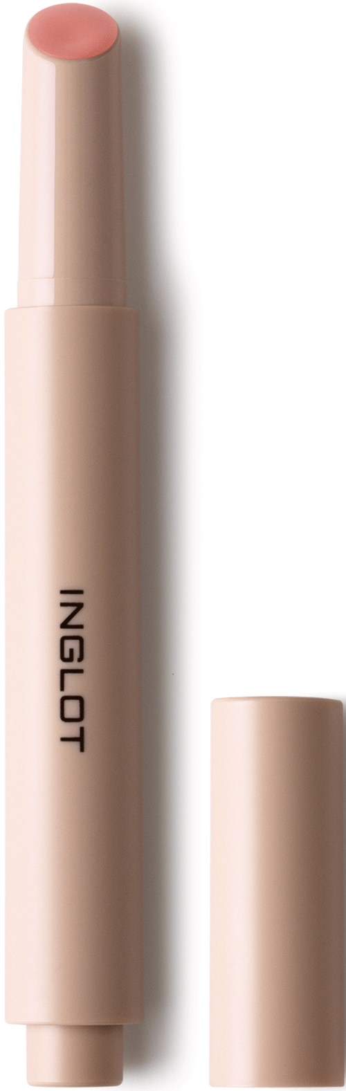 Persikfärgad krämrougessticka med beige lock och texten INGLot på kropp.