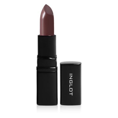 A brown lipstick with a black case and the brand name 'INGLOT' on the cap.