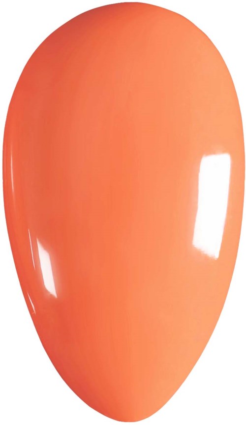 En slät, glänsande, orange ovalformad föremål med reflektioner på ytan.