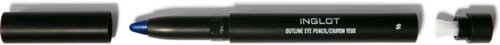 A black marker with a cap off, showing a blue tip, labeled 'ENGLOT OUTLINE EYE PENCIL/CARVE YOUR'.