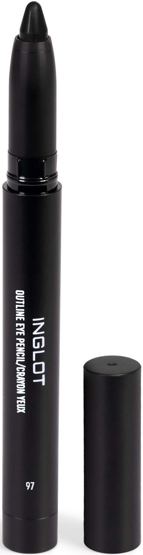 A black cosmetic pen with a removable cap. The text on it reads 'INGLOT OUTLINER' and '97'.