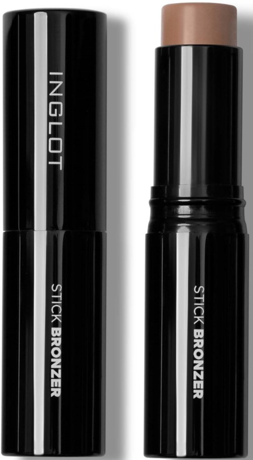 Two black cylindrical sticks, one with a cap, labeled 'INGLOT' and 'STICK BRONZER'.
