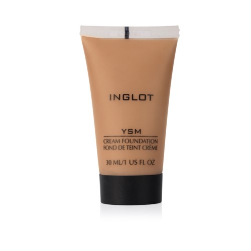 A tube of Inglot YSM cream foundation, light beige color, with black and white cap, 30 ml.