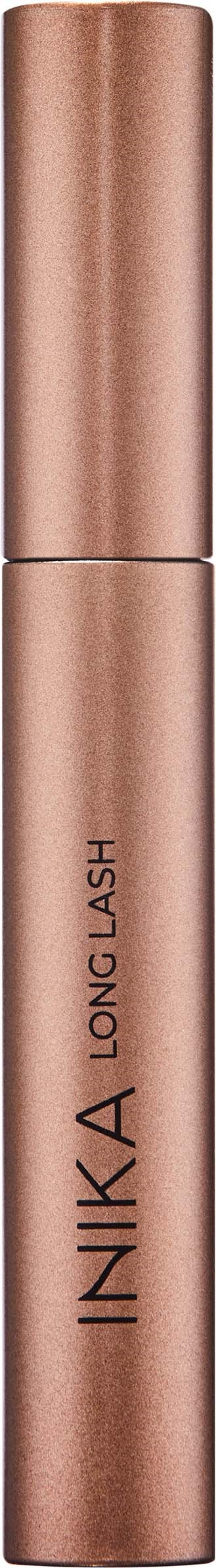 Ein roségoldener Lippenstiftbehälter mit dem Markennamen 'INKA LONG CLASH' auf der Seite.